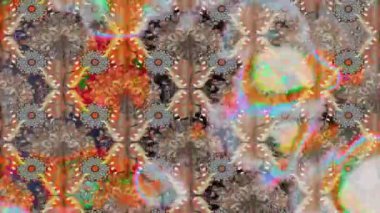 Renkli unsurlarla hareketli arka plan görüntüleri. Çiçekler. Eski model. Bayrak tarzı. Video kaydı. Şablon. Döngü. Kusursuz..