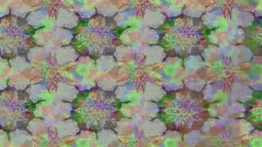 Renkli unsurlarla hareketli arka plan görüntüleri. Çiçekler. Eski model. Bayrak tarzı. Video kaydı. Şablon. Döngü. Kusursuz..
