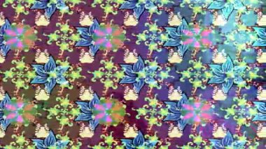 Renkli unsurlarla hareketli arka plan görüntüleri. Çiçekler. Eski model. Bayrak tarzı. Video kaydı. Şablon. Döngü. Kusursuz..