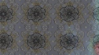 Renkli unsurlarla hareketli arka plan görüntüleri. Çiçekler. Eski model. Bayrak tarzı. Video kaydı. Şablon. Döngü. Kusursuz..