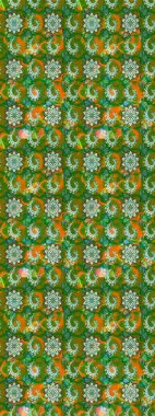 Sevimli çiçek raster deseni. Düz Çiçek Elementleri Tasarımı. Yeşil ve kahverengi renkli çiçekler. Renkli Yaz Teması çizim şablonu.