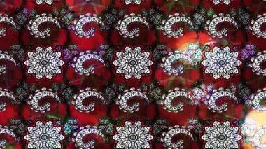 Renkli unsurlarla hareketli arka plan görüntüleri. Çiçekler. Eski model. Bayrak tarzı. Video kaydı. Şablon. Döngü. Kusursuz..