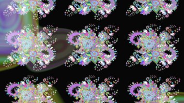 Siyah renkli etnik çiçeklerle süslenmiş zarif bir eskiz şekli. Raster Çiçek İllüstrasyon Şirin Tekstil.