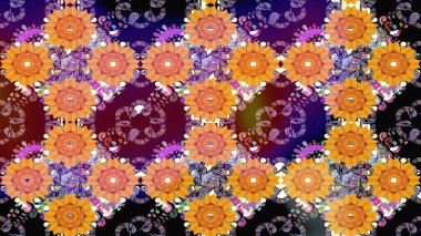 Şirin çiçek elementleri. Renkli Bahar Teması eskiz kalıbı. Düz Çiçek Elementleri Tasarımı. Raster illüstrasyonu. Çizim deseni Modaya uygun kumaş deseni.