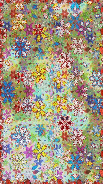 Tarafsız ve yeşil renklerde çiçekler. Renkli Bahar Temalı Kusursuz Arkaplan. Sevimli çiçek raster deseni. Düz Çiçek Elementleri Tasarımı.