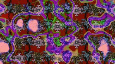 Kırmızı ve kahverengi renkli güzel tekstil. Raster illüstrasyonu. Suluboya çiçekli çiçek deseni.