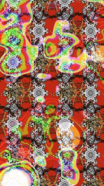 Raster illüstrasyonu. Küçük çiçekteki sevimli çiçek deseni. Kırmızı ve gri renkte çiçekler.