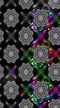 Raster illüstrasyonu. Gri ve siyah renkli çiçekler. Tropikal çizim çiçek deseni.