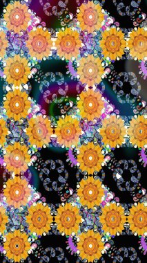 Raster illüstrasyonu. Küçük çaplı çiçeklerdeki basit şirin desenler. Tekstil veya kitap kapakları, imalat, duvar kağıtları, baskı, hediye paketi ve yapıştırma kitabı için çiçek eskiz geçmişi.