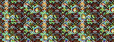 1950-1960 motifleri. Yeşil ve mavi, yeşil ve maviye. Retro tekstil tasarım koleksiyonu. Çiçekli ipek eşarp. El çizimi çiçek elementleri ile soyut çizim raster deseni.