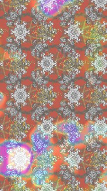 Gri, nötr ve bej renkli kıvırcık çiçekler gri, nötr ve bej renklerde şekillenir. Raster illüstrasyonu. Klasik çiçek tasarım elementleri.