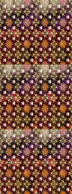 El çizimi. Çiçekli eskiz deseni. Suluboya çizimi. Kahverengi renkte çiçekler.