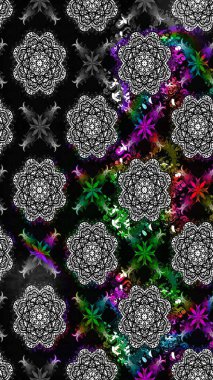 Raster illüstrasyonu. Gri ve siyah renkli çiçekler. Tropikal çizim çiçek deseni.