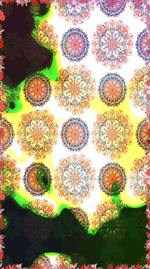 Çiçek desenli eskiz. Gömlek baskısı için çiçek boyası. Gri renkli çiçekler.