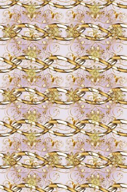 Tarafsız ve gri renklerde altın elementler. Geleneksel klasik raster altın pürüzsüz desen. Barok tarzında kusursuz bir doğulu süsü..