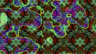 Çizim kalıbı. Raster illüstrasyonu. Yeşil ve gri renklerde. Renkli süs kenarı. Çiçek duvar kağıdı. Hint süsü..