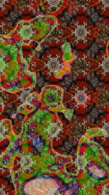 El çizimi. Güzel kumaş deseni. Çiçekler, dallar, bitkiler ve çiçekler. Raster illüstrasyonu.