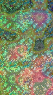 Çiçekli güzel suluboya desen. Raster illüstrasyonu. Yeşil ve nötr renklerde.