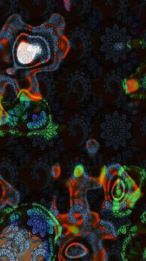 Şatafatlı bahar bahçesi dokusu. Çiçek deseni. Siyah ve gri renkli çiçekler. Siyah ve gri renkte çiçek çizimi. Raster illüstrasyonu.