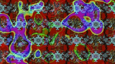 Çiçekli karalama şeklinde Raster çiçek deseni. Kırmızı ve kahverengi renkte çiçekler. Nazik, sevimli çiçek arkaplanı..