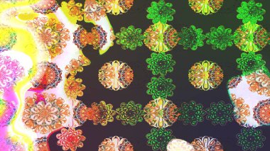 Sevimli çiçek raster deseni. Sketch Colour Spring Theme eskiz kalıbı. Yeşil ve gri renkli çiçekler. Düz Çiçek Elementleri Tasarımı.