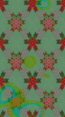 Renkli Bahar Teması eskiz kalıbı. Düz Çiçek Elementleri Tasarımı. Çiçek deseni. Raster çizimi. Güzel kumaş deseni..