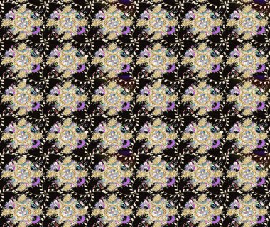 Eskiz geçmişi. Kumaş, tekstil, duvar kağıdı baskısı için. Tomurcukları çiçek olan sevimli bir çiçek deseni. Raster. Eski usul. Raster illüstrasyonu.