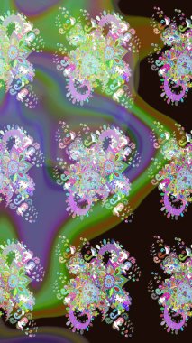 Gri ve yeşil renkli çiçekler. Küçük çiçekte sevimli çiçek deseni var..