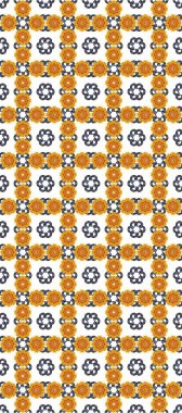 Yapraklı çiçekler ve turuncu, sarı ve beyaz renkli papatya çiçekleri. Kusursuz bir arka plan modeli. - Stok.