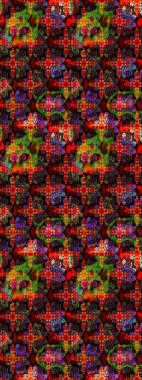 Raster illüstrasyonu. Yumuşak, bahar çiçekleri siyah ve kırmızı renklerde. Çiçek ve yapraklı karalama şeklinde Raster çiçek deseni.