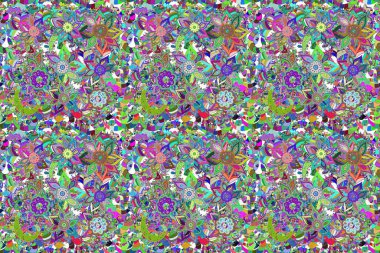 Çiçekli karalama şeklinde Raster çiçek deseni. Nazik, narin çiçek arkaplanı. Hoş renklerde çiçekler.