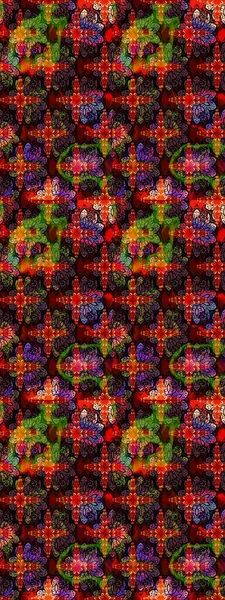 Raster illüstrasyonu. Yumuşak, bahar çiçekleri siyah ve kırmızı renklerde. Çiçek ve yapraklı karalama şeklinde Raster çiçek deseni.