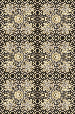 Barok tarzında kusursuz bir doğulu süsü. Bej, gri ve kahverengi ile altın elementler üzerine geleneksel klasik altın raster deseni.