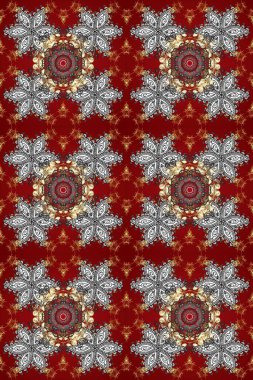 Gri, kırmızı ve kahverengi renklerde altın elementlerle kusursuz desen. Klasik raster sarısı, kusursuz desen. Klasik klasik klasik arka plan. Geleneksel oryantasyon süsü.