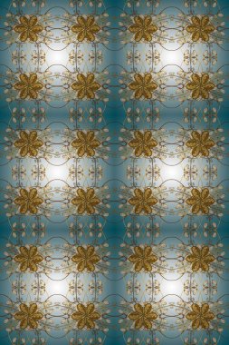 Kusursuz altın desenli bukleler. Mavi ve nötr renklerde kusursuz desen. Doğu tarzı arabesk tarzında altın elementler. Altın pürüzsüz desen.