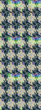 Çiçek desenli eskiz. Gömlek baskısı için çiçek boyası. Mavi renkte çiçekler.