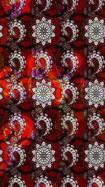 Kahverengi ve kırmızı renkte çiçekli çiçek deseni. Suluboya tarzında kahverengi ve kırmızı renkte çiçekler.