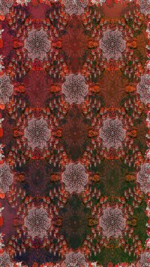 Şirin çiçek elementleri. Raster illüstrasyonu. Kusursuz. Kahverengi renkte çiçekler.