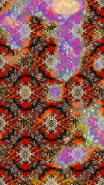 Raster düz çiçek çizim deseni. Kahverengi, bej ve kırmızı renkte çiçekler. Tasarım hediye paketi, tebrik kartları, posterler ve afiş tasarımı.