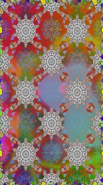 Suluboya, elle çizilmiş. Kusursuz bir arka plan modeli. Gri ve kahverengi yapraklı yabani çiçekler. Raster illüstrasyonu.