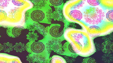 Güzel çiçek deseni. Renkli Bahar Teması eskiz kalıbı. Yeşil ve kahverengi renkli çiçekler. Düz Çiçek Elementleri Tasarımı.