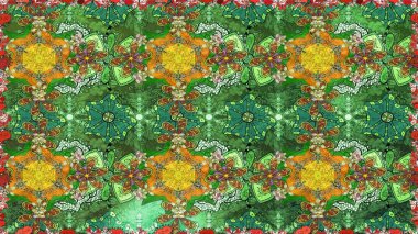 Sabıka fotoğraflarında, bebek kıyafetlerinde, duvar kâğıtlarında, paket kutularında falan kullanılabilir. Zarif, parlak ve eskiz yeşil ve kahverengi çiçek desenli tasarım. Raster..