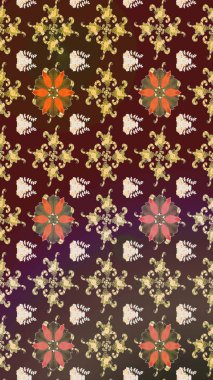 Çiçekli el çizimi çizimi deseni. Modern gelişim kahverengi raster arka plan duvar kâğıdı illüstrasyon klasik çizgili iz sürme desenli çiçekler, çiçekli süsler.