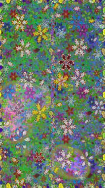 Raster illüstrasyonu. Şatafatlı bahar bahçesi dokusu. Çiçek deseni. Çiçeksiz arkaplan.