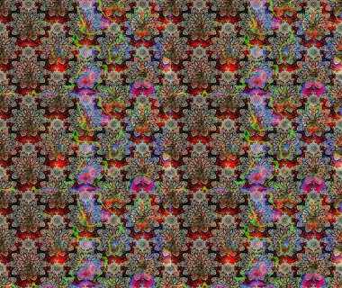 Raster illüstrasyonu. Şirin çiçekli eskiz deseni ve nötr renklerde yapraklar, suluboya çiçek deseni, duvar kağıdı, kart veya kumaş için fayanslı.