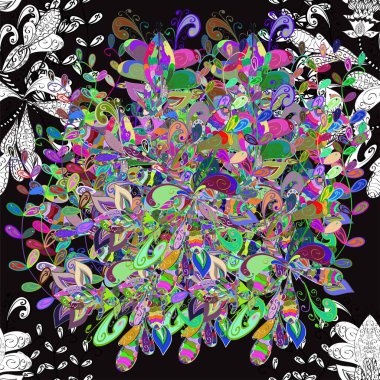 Çiçekli karalama şeklinde Raster çiçek deseni. Nazikçe, güzel çiçek arkaplanı. Hoş renklerde çiçekler.