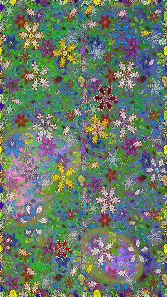 Raster illüstrasyonu. Şatafatlı bahar bahçesi dokusu. Çiçek deseni. Çiçeksiz arkaplan.