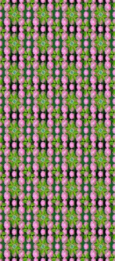 Dekoratif botanik tasarımı tekstil, duvar kağıtları ve ambalaj kağıtları için idealdir. Pembe nilüferli ve yeşil yapraklı pürüzsüz raster çiçekleri koyu arkaplanda simetrik olarak sıralanmış..