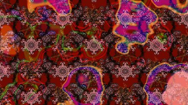 Kahverengi ve kırmızı renkte çiçekler. Renkli bahar temalı eskiz kalıbı. Çiçekli çiçek deseni, suluboya. Düz Çiçek Elementleri Tasarım Raster illüstrasyonu.