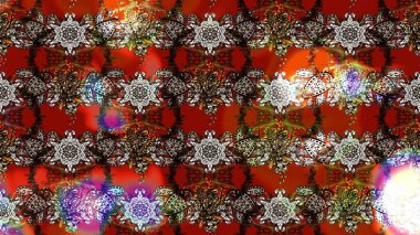 Floral pattern. Raster illustration. Flowers on brown, red and gray colors. Flourish ornamental spring garden texture. Flower sketch on brown, red and gray colors.